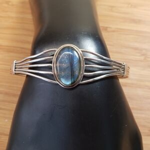 Sterling Silver Oval Labradorite Large Cuff Bracelet